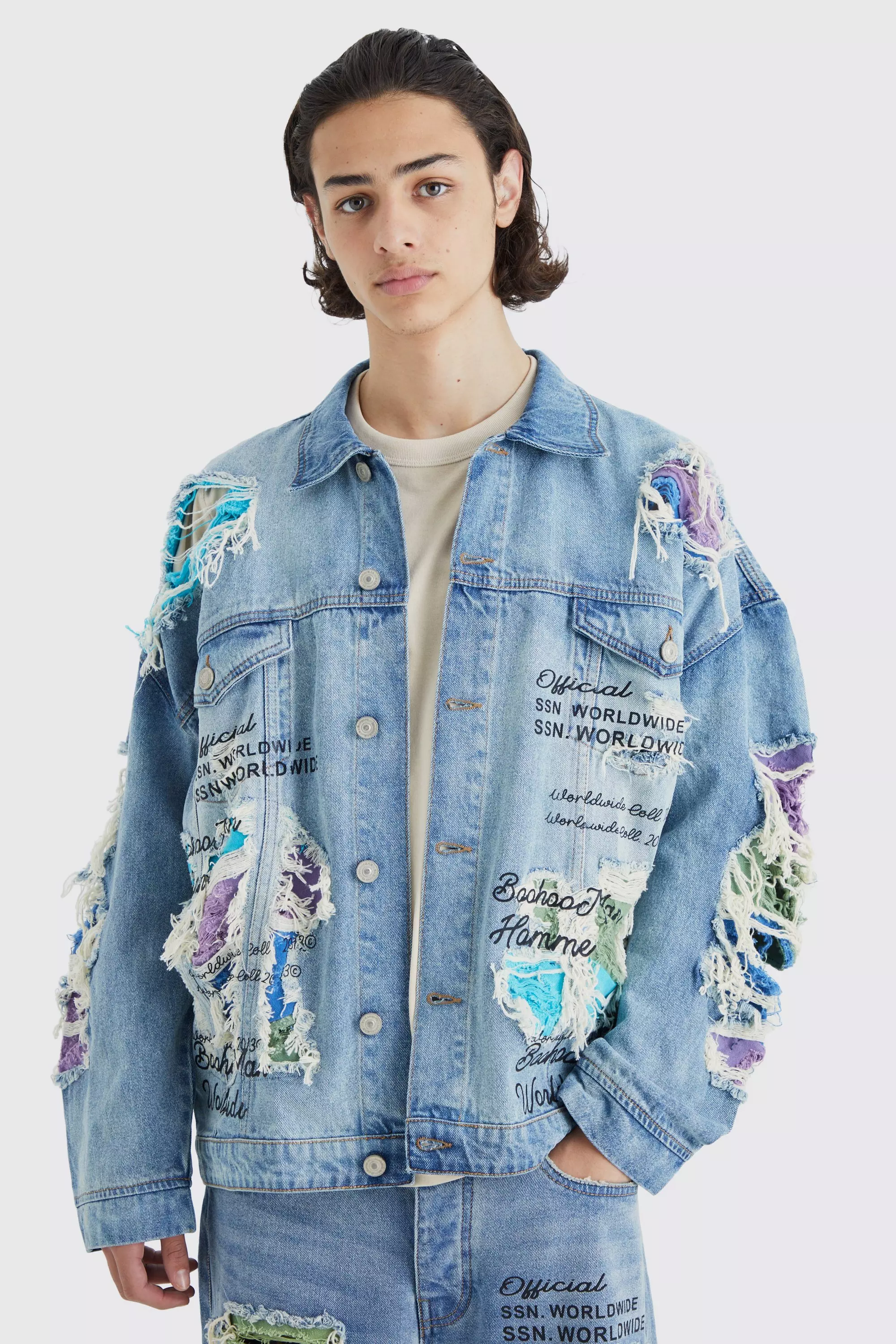 Oversized denim jacket 2025 with patches